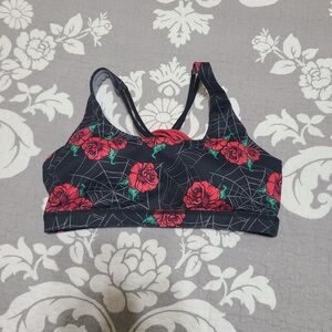 Born Primitive Black and Red Floral Sports Bra